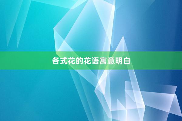 各式花的花语寓意明白