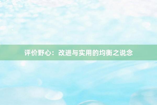 评价野心：改进与实用的均衡之说念