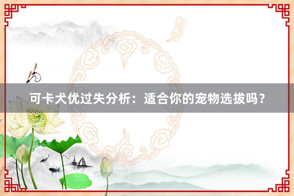 可卡犬优过失分析：适合你的宠物选拔吗？
